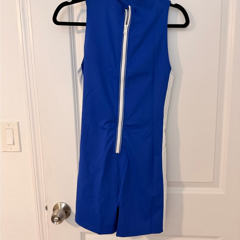 IVL Collective Blue Zip Front Athletic Romper/Jumpsuit Size 8